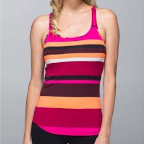 Lululemon Refresh Racer Tank Blossom Stripe Bumble Berry Design excellent shape - Picture 2 of 6